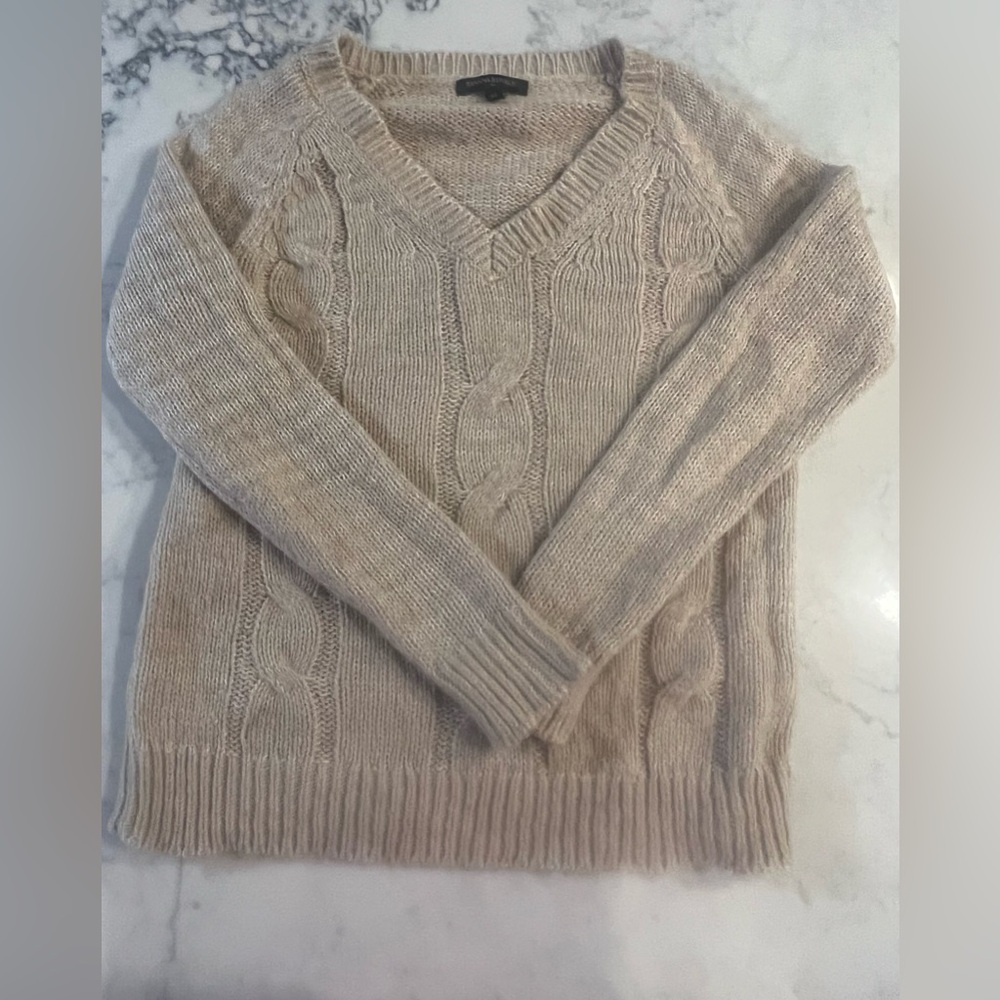 Banana Republic Beige Knit V-Neck Sweater Women's Size XS VGUC